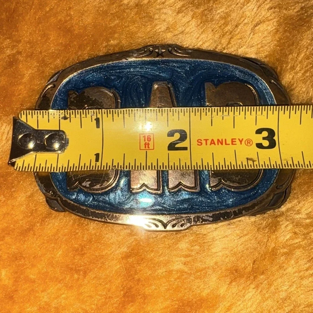 Vintage DAD Belt Buckle Blue Enamel Brass Tone Father's‎ Day Gift